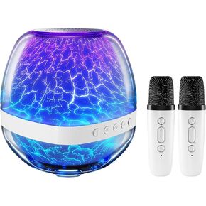Karaoke Microphone Machine Toy for Adult Kids, Mini Portable Bluetooth Speaker with 2 Wireless Microphones for Girls 3-12 Years, Christmas Birthday Gift for 3 4 5 6 7 8 9 10 11 12 Years Old and Up