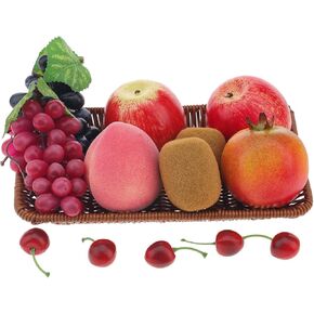 13pcs Artificial Fruits Realistic Simulation Plastic Fake Fruits Sets Decoration Faux Fruits Grape Ornaments Displaying Home Tabletop Party Wedding Props Decor