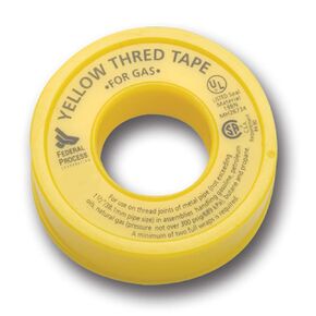 Gasoila - YT71 Yellow PTFE High Density Thred Tape Roll, -450 to 550 Degree F Performance Temperature, 3.8 mil Thick, 520" Length, 1/2" Width, For Gas