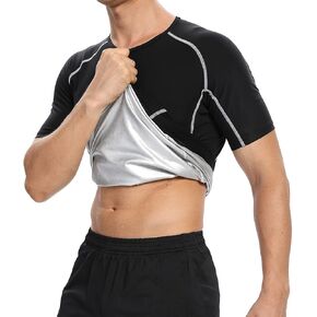 QBK Big And Tall Men's Sauna Sweat Suit Compression Heat Trapping Shirt for Gym Exercise Slimmer Shapewear Sweat Vest