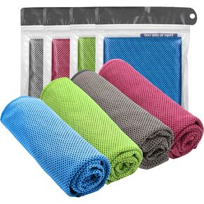 Cooling Towels 4-Pack - Neck and Face Cooling Towels for Hot Weather, Gym, and Workouts - Cooling Neck Wraps, Sweat Towels, and Neck Coolers - Perfect Workout and Gym Towels