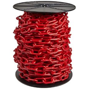 Mr. Chain Heavy-Duty Plastic Barrier Chain Reel, Red, 2-Inch Link Diameter, 100-Foot Length (51105)