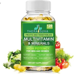 Whole Food Multivitamins & Minerals for Women & Men! B-Complex + Calcium + Magnesium + Zinc! Vegan! Complete Comprehensive Nutritional Support! 120 Capsules, 60 Day Supply