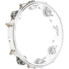 Tambourine for Adults 10 8 Inch Adult Red Transparent Tambourine, 8 Inch Tambourine inch Double Row Metal Jingles Hand Held Musical Educational Drum Instrument for Party Games