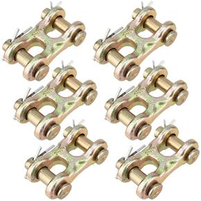 6 Pack 3/8 Inch Double Clevis Link, Alloy Steel Grade 70 Zinc-Plated Safety Twin Clevis, Trailer Tie Down Links Chain Repair Links for Trucks, Trailers, Gold, 6600 lbs Working Load Limit