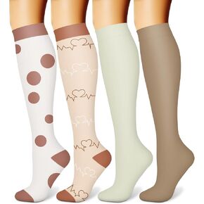 CHARMKING Compression Socks for Women and Men Circulation (4 Pairs) 15-20 mmHg is Best Support for Athletic Running Cycling (S/M, Multi 09)