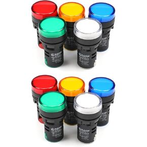 Othmro 10Pcs AD16-22DS 220V LED Signal Indicator Dash Lights 0.115inch Hole Diameter Plastic Shell Red+White+Green+Yellow Panel Mount Signal Pilot Dash Directional Lights for Electrical Control Panel
