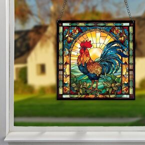Cock Window Hangings Acrylic Rooster Suncatcher Stained Glass Panels Wall Decor for Indoor, Ideal Housewarming Gift Home Decor for Mom Grandma Wife Teacher in Saudi Arabia