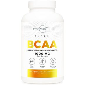 Type Zero BCAA 1000mg (180 Capsules, 90 Servings), Branched Chain Amino Acids (500mg of L-Leucine, 1000mg of L-Isoleucine and L-Valine)