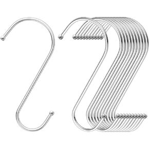 S Hooks, 6 Inch Black Large S Hooks Reversible Heavy Duty Metal S Shaped Plant Hooks S Hanging Hooks for Plants Baskets Pots Pans Mugs Pants Bird Feeders Crafts Tools - 12 Pcs