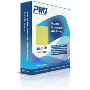 Premier Medical Xeroform Gauze Dressing, 2 Inches x 2 Inches, 25/Box