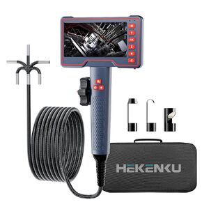 Two-way Articulating Borescope, Industrial Endoscope with 0.23in Articulated Snake Camera, Video Inspection Scope with Light for Automotive Aircraft Mechanics, 5.5FT