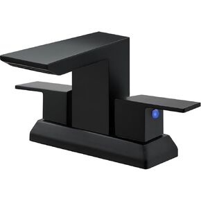 BESy حوض الحمام صنبور مركزي 4 بوصة صنبور الحمام لمدة 3 ثقوب، ماتي الأسود الحمام الغرور صنبور مجموعة اثنين 2 مقابض 3 فتحات مع خراطيم إمدادات cUPC، محمولة على سطح السفينة in Kuwait