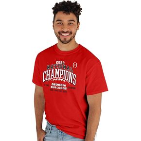Blue 84 Men's NCAA Officially Licensed Georgia Bulldogs National Champs T-Shirt 2022-2023 Laces Red