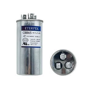ETERPEK 45+5 uF 45/5 MFD ±6% 370V/440VAC CBB65 مكثف تشغيل مزدوج لمكثف تيار متردد مستدير لتشغيل المحرك، مكثف مستقيم بارد، مضخة حرارية، مكيف هواء، مروحة وحدة تيار متردد، HVAC