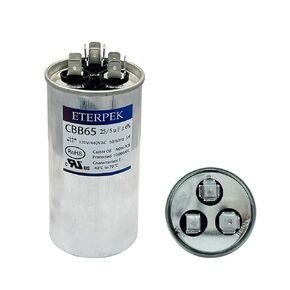 ETERPEK 45+5 uF 45/5 MFD ±6% 370V/440VAC CBB65 Dual Run Start Capacitor for AC Round A/C Capacitor for Motor Run, Condenser Straight Cool, Heat Pump, Air conditioner, AC Unit Fan, HVAC