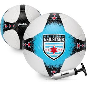 Franklin Sports NWSL Chicago Red Stars Soccer Ball - Official Size 5 Soccer Ball - Regulation Size + Weight Soccer Ball for Kids + Adults - Boys + Girls Soccer Ball - Air Pump Included