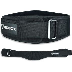 ROBOX Weight Lifting Belt, Lumbar Support, Powerlifting, Gym, Workout, Deadlift, Squat, Back Support 6" Neoprene Padded Self-Lock Buckle Belt for Men and Women
