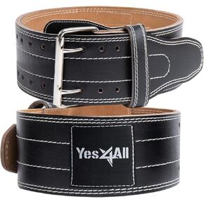 Yes4All Leather Weightlifting Belt - Premium 100% Genuine Leather Gym Belt for Heavy Lifting, Squats, Deadlifts, and More - Unisex Design