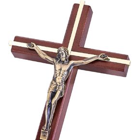 SISSIDA Crucifix Wall Cross, Wooden Catholic Cross with Jesus Christ for Home Decor, 10 Inch