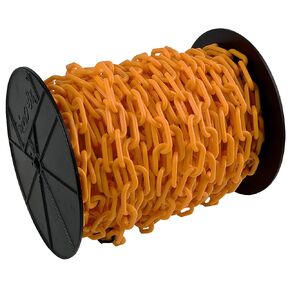 Mr. Chain Plastic Barrier Chain Reel, Safety Orange, 2-Inch Link Diameter, 125-Foot Length (50112)