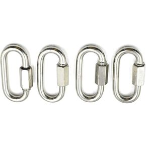 موصل سلسلة ربط سريع من الفولاذ المقاوم للصدأ M8 5/16 بوصة (8 مم) قفل على شكل D للحلقة والأرجوحة والتخييم - عبوة من 4 قطع in Kuwait