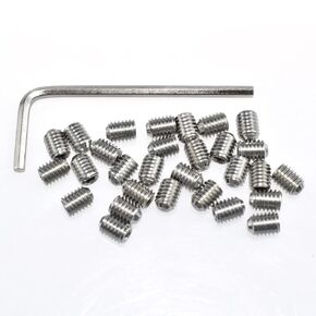 30Pcs Socket Set Screws #10-32 x 1/4 inch Stainless Steel Allen Head Hexagon Screws with Hex Key Wrench