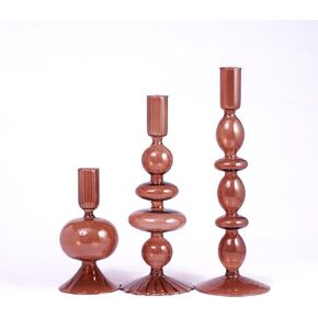 Three Pieces Glass Candle Holder, Table Decoration, Conical Contemporary Style Candle Holder, Suitable for Wedding Decoration, Family Dinner Party, Home Decoration(Green)