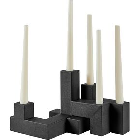 Danya B. Contemporary Black Metal 2-Piece Stacking Candelabra Taper Candle Holder Set