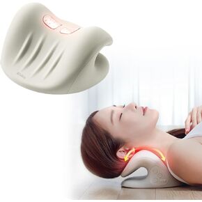 2-in-1 Wireless Heated Neck Stretcher Pillow, Neck and Shoulder Relaxer with C-shaped Arch Design, 2 Traction Angles, 3-Level Heat Control for Neck Relaxation, Cervical Traction Device