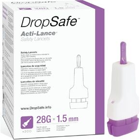 Acti-Lance Safety Lancet, Lite, 28 Gauge, 1.5mm, Top Button Activated Blood Testing, Ideal for Thin Skin, Sterile, Single-Use 200ct Box