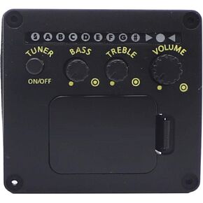 2 Bands EQ with Tuner Acoustic Guitar Pickup Classical Musical Instruments Black