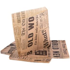 (Pack of 50) Oldnews Kraft Paper Party Merchandise 5.9 x 5.9 inches / (15 x 15 cm) Sack Bags Lunch storage container food burger fries, Light Brown