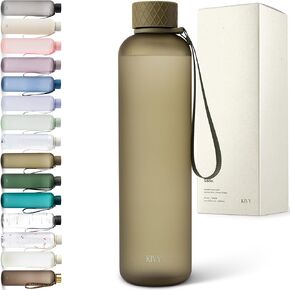 KIVY Clear water bottle 32oz [Lightweight & Shatterproof] Slim water bottles screw top - Transparent water bottle clear plastic water bottles - Skinny water bottle aesthetic - Bpa free, Cream White in Kuwait