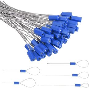 PATIKIL Steel Security Cable Seals 10", 50 Pcs Numbered Pull Tight Wire Anti-Tamper Security Tags for Shipping Container Truck, Blue