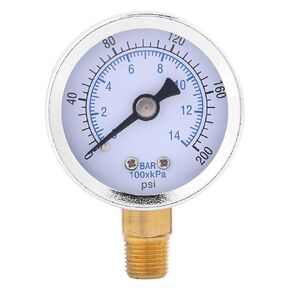 Hilitand Hydraulic Water Pressure Gauge, 1/8" NPT 42mm Dial Meter Thread Pressure Gauge for Fuel Air Oil Liquid Water 0-200psi 0-14bar