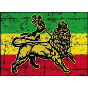 Rasta Flag Lion of Judah Reggae Large Car Bumper Sticker Locker Skateboard Window Decal 4.75-by-3.5 Inches