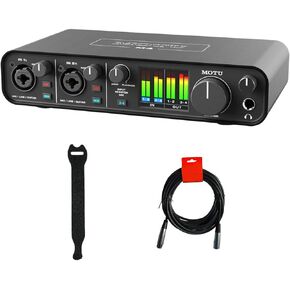 MOTU M4 Desktop USB Type-C Audio-MIDI Interface Bundle with XLR-XLR Cable and 10-Pack Straps
