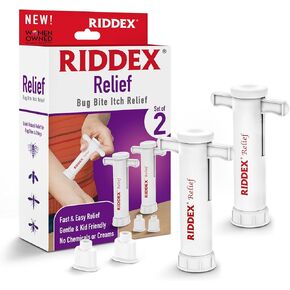 RIDDEX Relief Bug Bite Suction Tool - Natural & Chemical Free Insect Bite Itch Relief for Bug Bee and Fly Stings, Reusable, Great for Camping, Hiking and Travel, Mosquito bite Relief Treatment 2 Pack