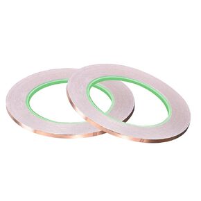 uxcell Double-Sided Conductive Tape Copper Foil Tape Adhesive Adhesive 3mm x 30m/98.4ft for Guitar, EMI Shielding Crafts, Electrical Repairs, Stained Glass, Stained Glass 2pcs