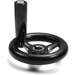 Othmro Round Three Hand Wheels 0.47in Center Hole Diameter 3.94in Handwheel Diameter Black Bakelite 3 Spoked Lathe Handwheel Hand Wheel with Revolving Handle for Milling Machine Lathes Grinders