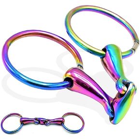 Rainbow Multi Color Horse Bit Loose Ring Lozenge Fat Link Stainless Steel Snaffle Equestrian Tack Shows BT-0105
