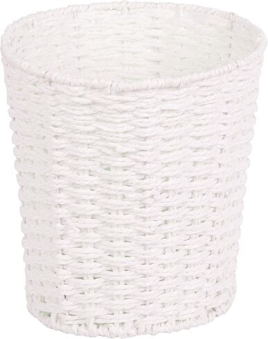 Round Wicker Waste Basket Paper Bin - Wicker Trash Basket - Woven Trash Can Rubbish Basket for Bedroom, Bathroom, Offices or Home (Grey) in Saudi Arabia