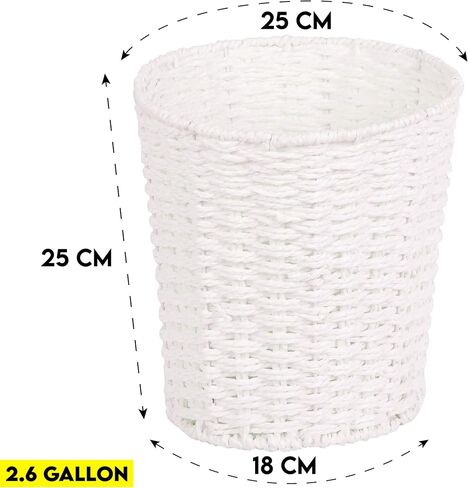Round Wicker Waste Basket Paper Bin - Wicker Trash Basket - Woven Trash Can Rubbish Basket for Bedroom, Bathroom, Offices or Home (Grey) in Saudi Arabia