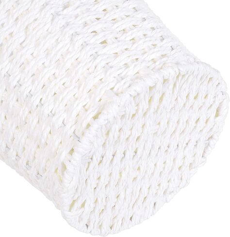 Round Wicker Waste Basket Paper Bin - Wicker Trash Basket - Woven Trash Can Rubbish Basket for Bedroom, Bathroom, Offices or Home (Grey) in Saudi Arabia