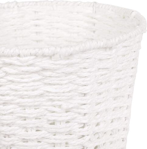 Round Wicker Waste Basket Paper Bin - Wicker Trash Basket - Woven Trash Can Rubbish Basket for Bedroom, Bathroom, Offices or Home (Grey) in Saudi Arabia