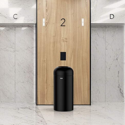 71 Liter / 18.8 Gallon Commercial Open Top Trash Can, Big Capacity, Brushed Stainless Steel (Black) in Saudi Arabia