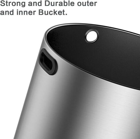 71 Liter / 18.8 Gallon Commercial Open Top Trash Can, Big Capacity, Brushed Stainless Steel (Black) in Saudi Arabia
