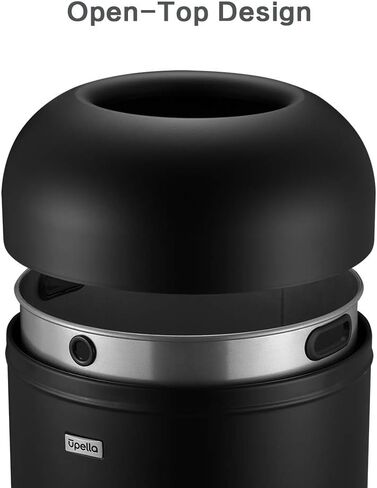 71 Liter / 18.8 Gallon Commercial Open Top Trash Can, Big Capacity, Brushed Stainless Steel (Black) in Saudi Arabia