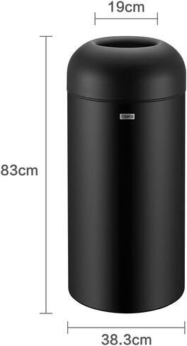71 Liter / 18.8 Gallon Commercial Open Top Trash Can, Big Capacity, Brushed Stainless Steel (Black) in Saudi Arabia